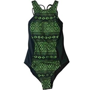 Splashletics One Piece Swimsuit Green & Black